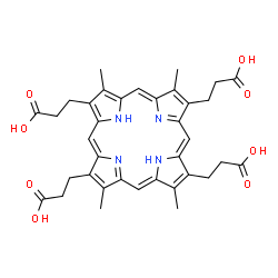ChemSpider 2D Image | 3,3',3'',3'''-(3,7,13,17-Tetramethyl-2,8,12,18-porphyrintetrayl)tetrapropanoic acid | C36H38N4O8
