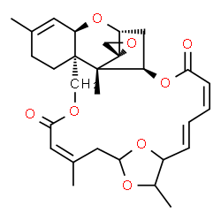 ChemSpider 2D Image | (1'R,3'R,8'R,12'Z,19'E,21'Z,25'R,26'S)-5',13',17',26'-Tetramethyl-11'H,23'H-spiro[oxirane-2,27'-[2,10,16,24,29]pentaoxapentacyclo[23.2.1.1~15,18~.0~3,8~.0~8,26~]nonacosa[4,12,19,21]tetraene]-11',23'-dione | C29H36O8