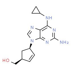 ChemSpider 2D Image | {(1S,4R)-4-[2-Amino-6-(cyclopropylamino)-9H-purin-9-yl]-2-cyclopenten-1-yl}methanol | C14H18N6O