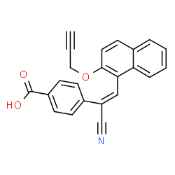 ChemSpider 2D Image | 4-{(E)-1-Cyano-2-[2-(2-propyn-1-yloxy)-1-naphthyl]vinyl}benzoic acid | C23H15NO3