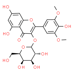 ChemSpider 2D Image | 5,7-Dihydroxy-2-(4-hydroxy-3,5-dimethoxyphenyl)-4-oxo-4H-chromen-3-yl D-galactopyranoside | C23H24O13