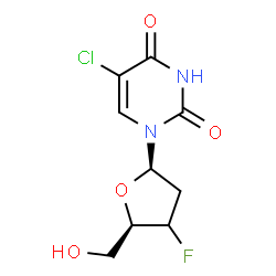 ChemSpider 2D Image | 2',3'-Dideoxy-3'-fluoro-5-chlorouridine | C9H10ClFN2O4