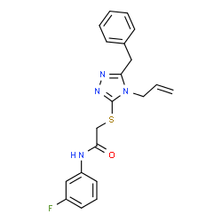 ChemSpider 2D Image | 2-[(4-Allyl-5-benzyl-4H-1,2,4-triazol-3-yl)sulfanyl]-N-(3-fluorophenyl)acetamide | C20H19FN4OS