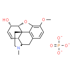 ChemSpider 2D Image | 7,8-Didehydro-4,5a-epoxy-3-methoxy-17-methylmorphinan-6a-ol Phosphate (1:1) | C18H21NO7P