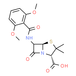ChemSpider 2D Image | 6-(2,6-Dimethoxybenzamido)penicillanic acid | C17H20N2O6S