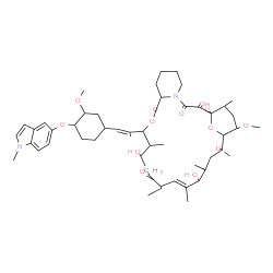 ChemSpider 2D Image | (1R,9S,12S,13R,14S,17R,18E,20S,21R,23S,24R,25S,27R)-17-Ethyl-1,14,20-trihydroxy-23,25-dimethoxy-12-[(1E)-1-{(1R,3R,4R)-3-methoxy-4-[(1-methyl-1H-indol-5-yl)oxy]cyclohexyl}-1-propen-2-yl]-13,19,21,27-t
etramethyl-11,28-dioxa-4-azatricyclo[22.3.1.0~4,9~]octacos-18-ene-2,3,10,16-tetrone | C52H76N2O13