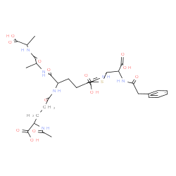 ChemSpider 2D Image | N-{(2S)-2-[(N-Acetyl-D-gamma-glutamyl)amino]-4-[(2R)-4-carboxy-2-{(R)-carboxy[(phenylacetyl)amino]methyl}-3,6-dihydro-2H-1,3-thiazin-5-yl]butanoyl}-D-alanyl-D-alanine | C32H42N6O13S
