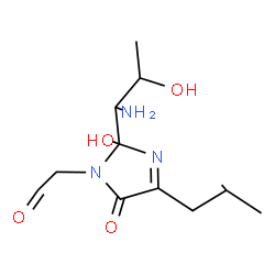 ChemSpider 2D Image | [2-(1-amino-2-hydroxypropyl)-2-hydroxy-4-isobutyl-5-oxo-2,5-dihydro-1H-imidazol-1-yl]acetaldehyde | C12H21N3O4