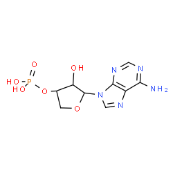 ChemSpider 2D Image | (3S,4R,5R)-5-(6-Amino-9H-purin-9-yl)-4-hydroxytetrahydro-3-furanyl dihydrogen phosphate | C9H12N5O6P