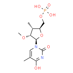 ChemSpider 2D Image | 3'-Deoxy-3',5-dimethyl-2'-O-methyluridine 5'-(dihydrogen phosphate) | C12H19N2O8P