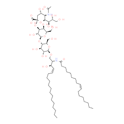 ChemSpider 2D Image | (2S,3R,4Z)-2-[(9Z)-9-Heptadecenoylamino]-3-hydroxy-4-octadecen-1-yl (6S)-5-acetamido-3,5-dideoxy-6-[(1R,2R)-1,2,3-trihydroxypropyl]-beta-L-threo-hex-2-ulopyranonosyl-(2->3)-beta-D-galactopyranosyl-(1-
>4)-beta-D-glucopyranoside | C58H104N2O21
