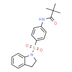 ChemSpider 2D Image | N-[4-(2,3-Dihydro-1H-indol-1-ylsulfonyl)phenyl]-2,2-dimethylpropanamide | C19H22N2O3S
