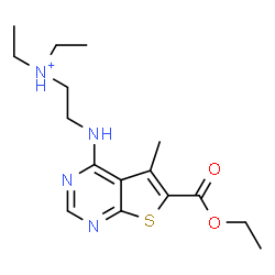 ChemSpider 2D Image | 2-{[6-(Ethoxycarbonyl)-5-methylthieno[2,3-d]pyrimidin-4-yl]amino}-N,N-diethylethanaminium | C16H25N4O2S