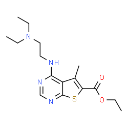 ChemSpider 2D Image | Ethyl 4-{[2-(diethylamino)ethyl]amino}-5-methylthieno[2,3-d]pyrimidine-6-carboxylate | C16H24N4O2S