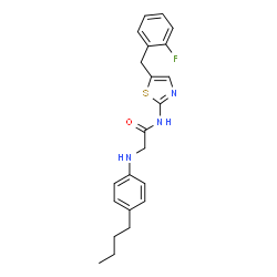 ChemSpider 2D Image | N~2~-(4-Butylphenyl)-N-[5-(2-fluorobenzyl)-1,3-thiazol-2-yl]glycinamide | C22H24FN3OS