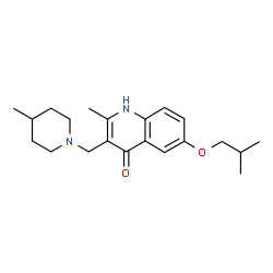 ChemSpider 2D Image | 6-Isobutoxy-2-methyl-3-[(4-methylpiperidin-1-yl)methyl]quinolin-4-ol | C21H30N2O2