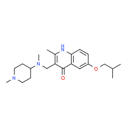 ChemSpider 2D Image | 6-Isobutoxy-2-methyl-3-{[methyl(1-methylpiperidin-4-yl)amino]methyl}quinolin-4-ol | C22H33N3O2