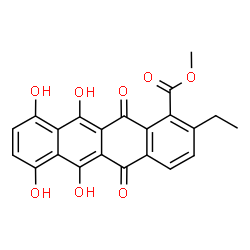 ChemSpider 2D Image | Methyl 2-ethyl-6,7,10,11-tetrahydroxy-5,12-dioxo-5,12-dihydro-1-tetracenecarboxylate | C22H16O8