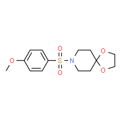 ChemSpider 2D Image | 8-[(4-Methoxyphenyl)sulfonyl]-1,4-dioxa-8-azaspiro[4.5]decane | C14H19NO5S