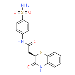 ChemSpider 2D Image | 2-[(2R)-3-Oxo-3,4-dihydro-2H-1,4-benzothiazin-2-yl]-N-(4-sulfamoylphenyl)acetamide | C16H15N3O4S2
