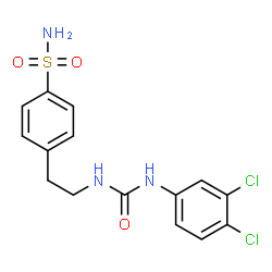 ChemSpider 2D Image | 4-(2-{[(3,4-Dichlorophenyl)carbamoyl]amino}ethyl)benzenesulfonamide | C15H15Cl2N3O3S