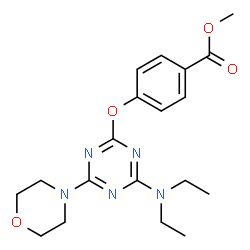 ChemSpider 2D Image | Methyl 4-{[4-(diethylamino)-6-(4-morpholinyl)-1,3,5-triazin-2-yl]oxy}benzoate | C19H25N5O4