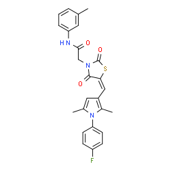 ChemSpider 2D Image | 2-[(5E)-5-{[1-(4-Fluorophenyl)-2,5-dimethyl-1H-pyrrol-3-yl]methylene}-2,4-dioxo-1,3-thiazolidin-3-yl]-N-(3-methylphenyl)acetamide | C25H22FN3O3S