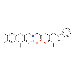ChemSpider 2D Image | Methyl N-[(7,8,10-trimethyl-2,4-dioxo-4,10-dihydrobenzo[g]pteridin-3(2H)-yl)acetyl]-L-tryptophanate | C27H26N6O5