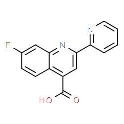 ChemSpider 2D Image | 7-fluoro-2-pyridin-2-ylquinoline-4-carboxylic acid | C15H9FN2O2