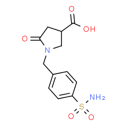 ChemSpider 2D Image | 5-Oxo-1-(4-sulfamoylbenzyl)-3-pyrrolidinecarboxylic acid | C12H14N2O5S