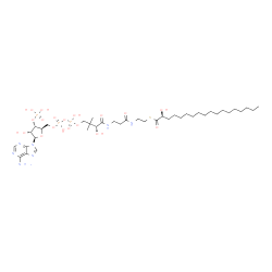 ChemSpider 2D Image | S-{(9R)-1-[(2R,3S,4R,5R)-5-(6-Amino-9H-purin-9-yl)-4-hydroxy-3-(phosphonooxy)tetrahydro-2-furanyl]-3,5,9-trihydroxy-8,8-dimethyl-3,5-dioxido-10,14-dioxo-2,4,6-trioxa-11,15-diaza-3lambda~5~,5lambda~5~-
diphosphaheptadecan-17-yl} (2S)-2-hydroxyoctadecanethioate | C39H70N7O18P3S