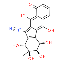 ChemSpider 2D Image | (1R,2S,3R,4S)-1,2,3,4,5,10-Hexahydroxy-2-methyl-9-oxo-2,3,4,9-tetrahydro-1H-benzo[b]fluorene-11-diazonium | C18H15N2O7