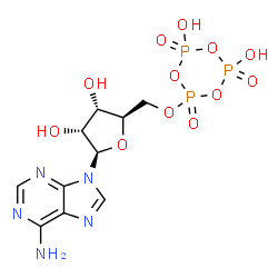 ChemSpider 2D Image | 5'-O-(4,6-Dihydroxy-2,4,6-trioxido-1,3,5,2,4,6-trioxatriphosphinan-2-yl)adenosine | C10H14N5O12P3