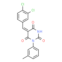 ChemSpider 2D Image | (5E)-5-(3,4-Dichlorobenzylidene)-1-(3-methylphenyl)-2,4,6(1H,3H,5H)-pyrimidinetrione | C18H12Cl2N2O3