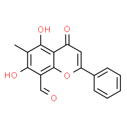 ChemSpider 2D Image | 5,7-Dihydroxy-6-methyl-4-oxo-2-phenyl-4H-chromene-8-carbaldehyde | C17H12O5