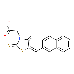 ChemSpider 2D Image | [(5E)-5-(2-Naphthylmethylene)-4-oxo-2-thioxo-1,3-thiazolidin-3-yl]acetate | C16H10NO3S2