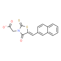 ChemSpider 2D Image | [(5Z)-5-(2-Naphthylmethylene)-4-oxo-2-thioxo-1,3-thiazolidin-3-yl]acetate | C16H10NO3S2