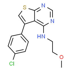 ChemSpider 2D Image | 5-(4-chlorophenyl)-N-(2-methoxyethyl)thieno[2,3-d]pyrimidin-4-amine | C15H14ClN3OS