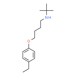 ChemSpider 2D Image | 4-(4-Ethylphenoxy)-N-(2-methyl-2-propanyl)-1-butanamine | C16H27NO