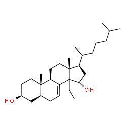 ChemSpider 2D Image | (3beta,5alpha,14xi,15alpha)-14-Ethylcholest-7-ene-3,15-diol | C29H50O2