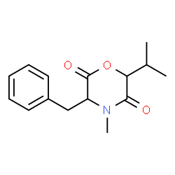 ChemSpider 2D Image | 3-Benzyl-6-isopropyl-4-methyl-2,5-morpholinedione | C15H19NO3