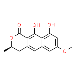 ChemSpider 2D Image | (3R)-9,10-Dihydroxy-7-methoxy-3-methyl-3,4-dihydro-1H-benzo[g]isochromen-1-one | C15H14O5