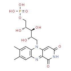 ChemSpider 2D Image | 1-Deoxy-1-(7,8-dimethyl-1,3-dioxo-2,3-dihydropyrido[3,4-b]quinoxalin-5(1H)-yl)-5-O-phosphono-D-ribitol | C18H22N3O9P