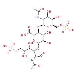 ChemSpider 2D Image | 2-Acetamido-2-deoxy-6-O-sulfo-beta-D-galactopyranosyl-(1->4)-beta-D-glucopyranuronosyl-(1->3)-2-acetamido-2-deoxy-6-O-sulfo-D-galactose | C22H36N2O23S2