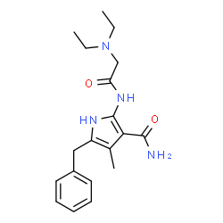ChemSpider 2D Image | 5-Benzyl-2-[(N,N-diethylglycyl)amino]-4-methyl-1H-pyrrole-3-carboxamide | C19H26N4O2