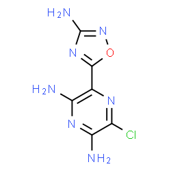 ChemSpider 2D Image | 3-(3-Amino-1,2,4-oxadiazol-5-yl)-5-chloro-2,6-pyrazinediamine | C6H6ClN7O