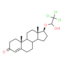 ChemSpider 2D Image | (8xi,9xi,14xi,17beta)-17-(2,2,2-Trichloro-1-hydroxyethoxy)androst-4-en-3-one | C21H29Cl3O3