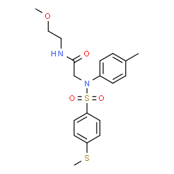 ChemSpider 2D Image | N-(2-Methoxyethyl)-N~2~-(4-methylphenyl)-N~2~-{[4-(methylsulfanyl)phenyl]sulfonyl}glycinamide | C19H24N2O4S2