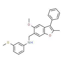 ChemSpider 2D Image | N-[(5-Methoxy-2-methyl-3-phenyl-1-benzofuran-6-yl)methyl]-3-(methylsulfanyl)aniline | C24H23NO2S