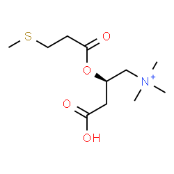 ChemSpider 2D Image | (2R)-3-Carboxy-N,N,N-trimethyl-2-{[3-(methylsulfanyl)propanoyl]oxy}-1-propanaminium | C11H22NO4S